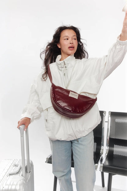 Studio noos vegan leather fanny pack burgundy
