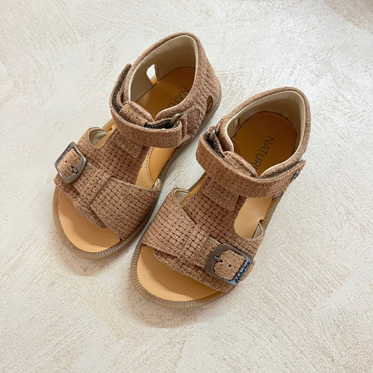 stapsandaal quarzo suede woven - brown