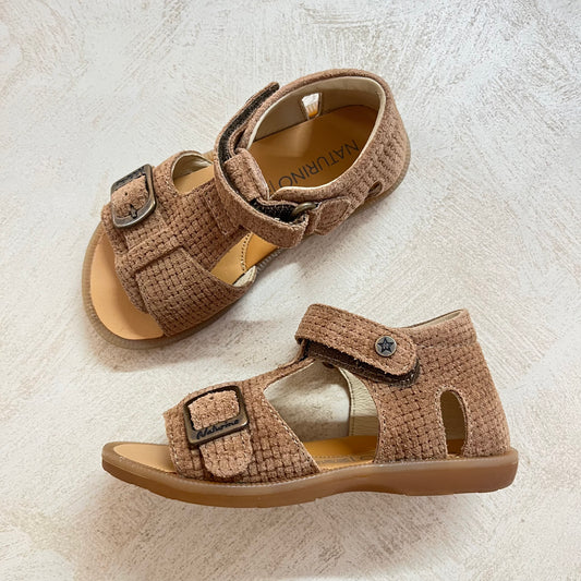 stapsandaal quarzo suede woven - brown