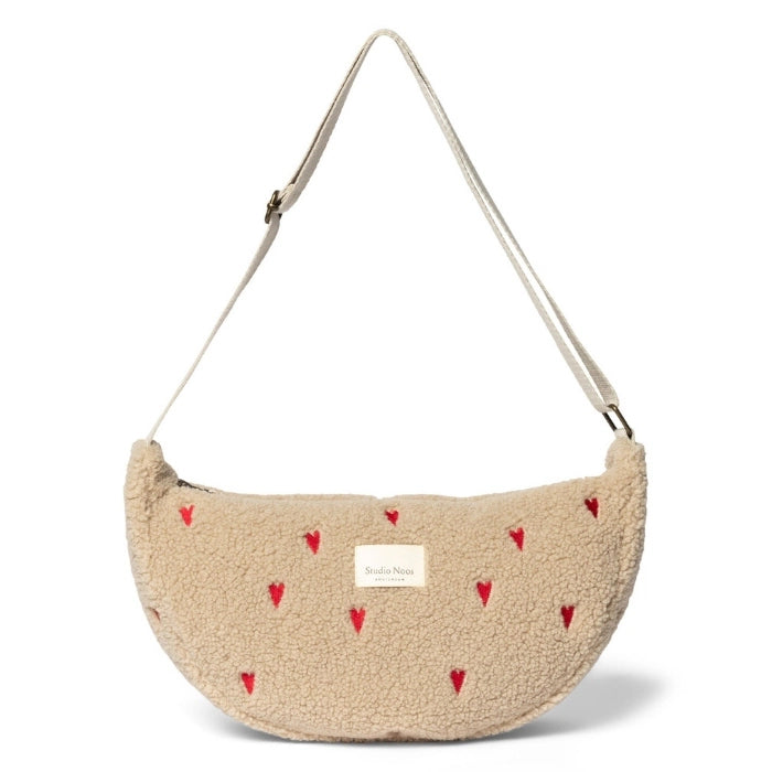 Studio Noos ecru teddy hearts adult fanny pack