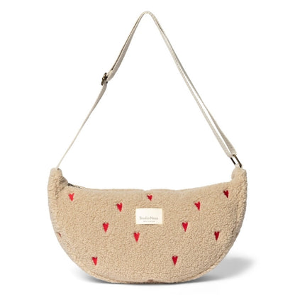 Studio Noos ecru teddy hearts adult fanny pack