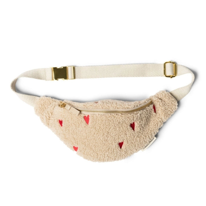 Studio Noos ecru teddy hearts mini Fanny pack