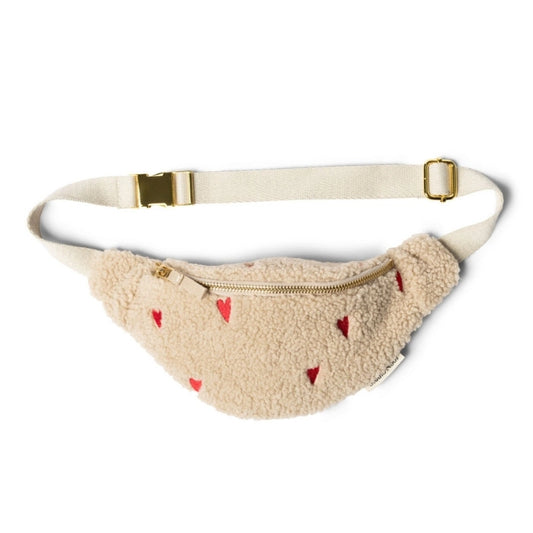 Studio Noos ecru teddy hearts mini Fanny pack