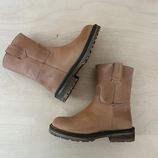half hoge boot, cognac leder