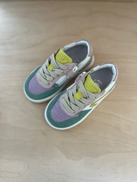 sneaker - streep - groen, geel, paars