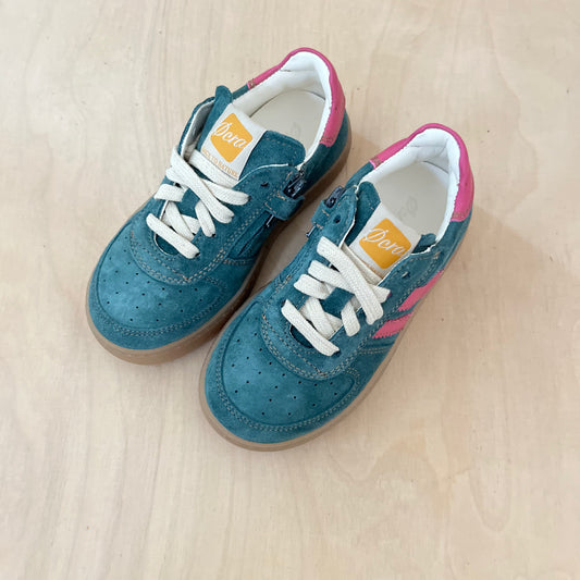 harry sneaker - zeegroen, paarse strepen - kids