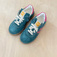 harry sneaker - zeegroen, paarse strepen - kids