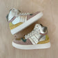 hightop sneaker - silver, yellow, pink