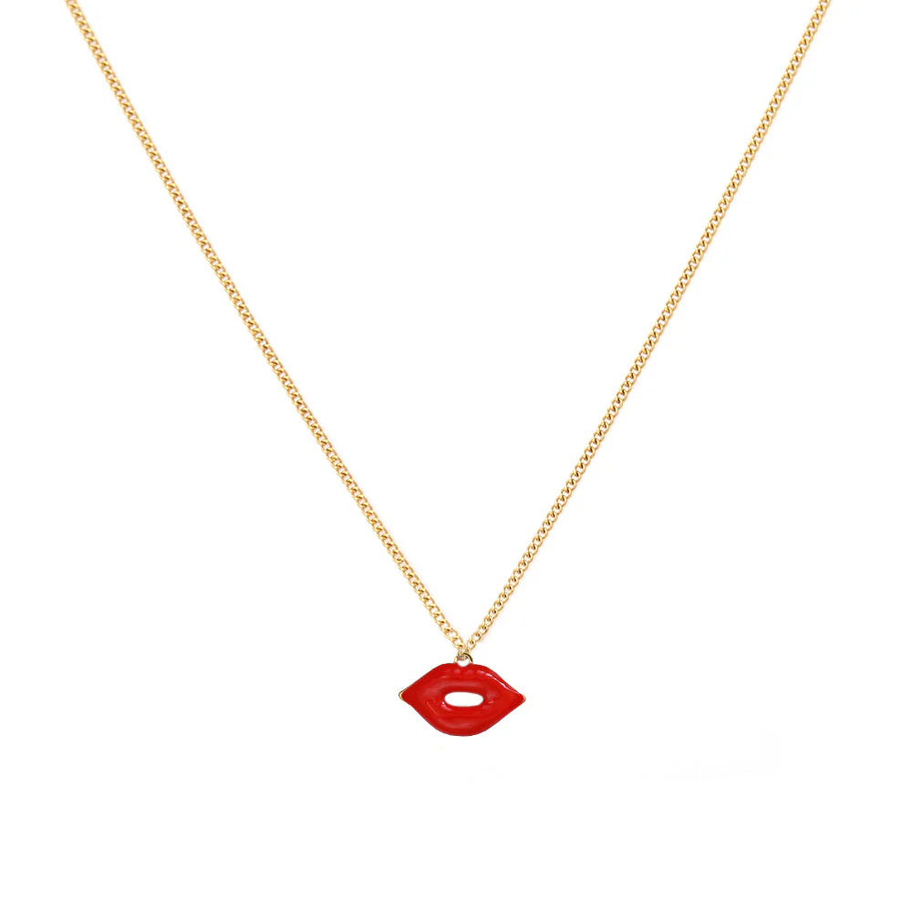 Gouden ketting red lips
