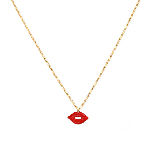 Gouden ketting red lips