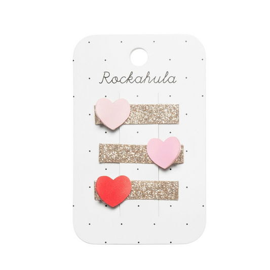 ROCKAHULA - heart glitter bar clips