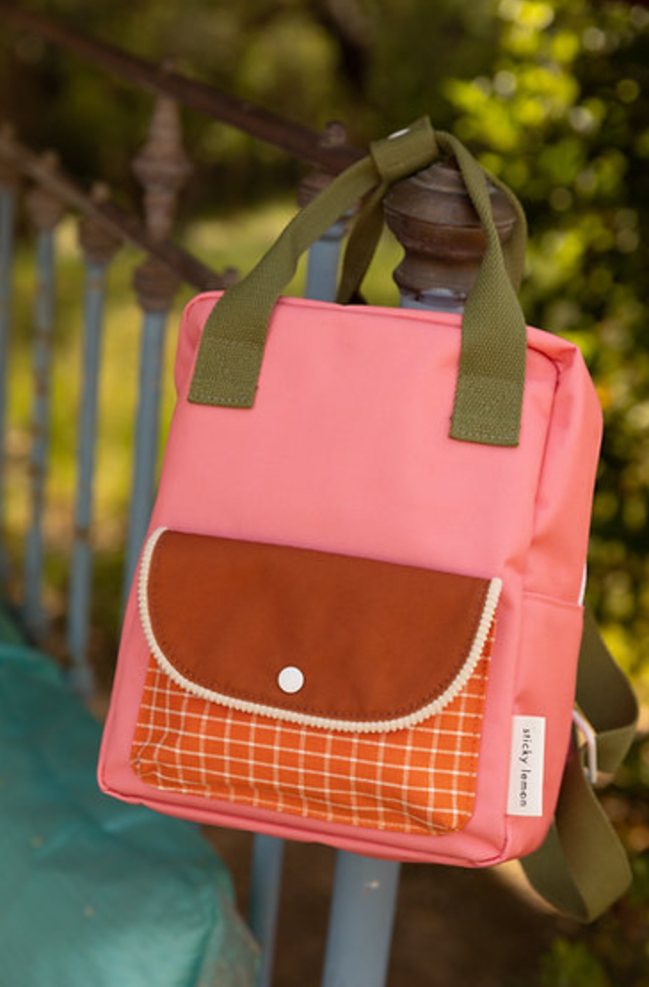 STICKY LEMON - backpack small - farmhouse enveloppe - flower pink
