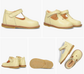 velcro schoen, geel lakleder, hartje