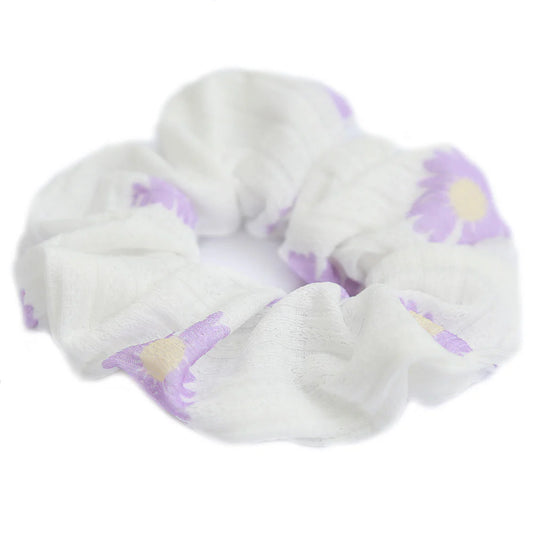 Scrunchie bloem wit lila