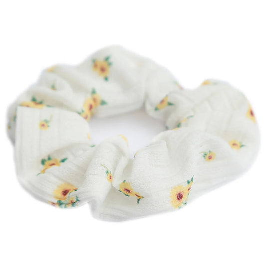 Scrunchie zonnebloem wit