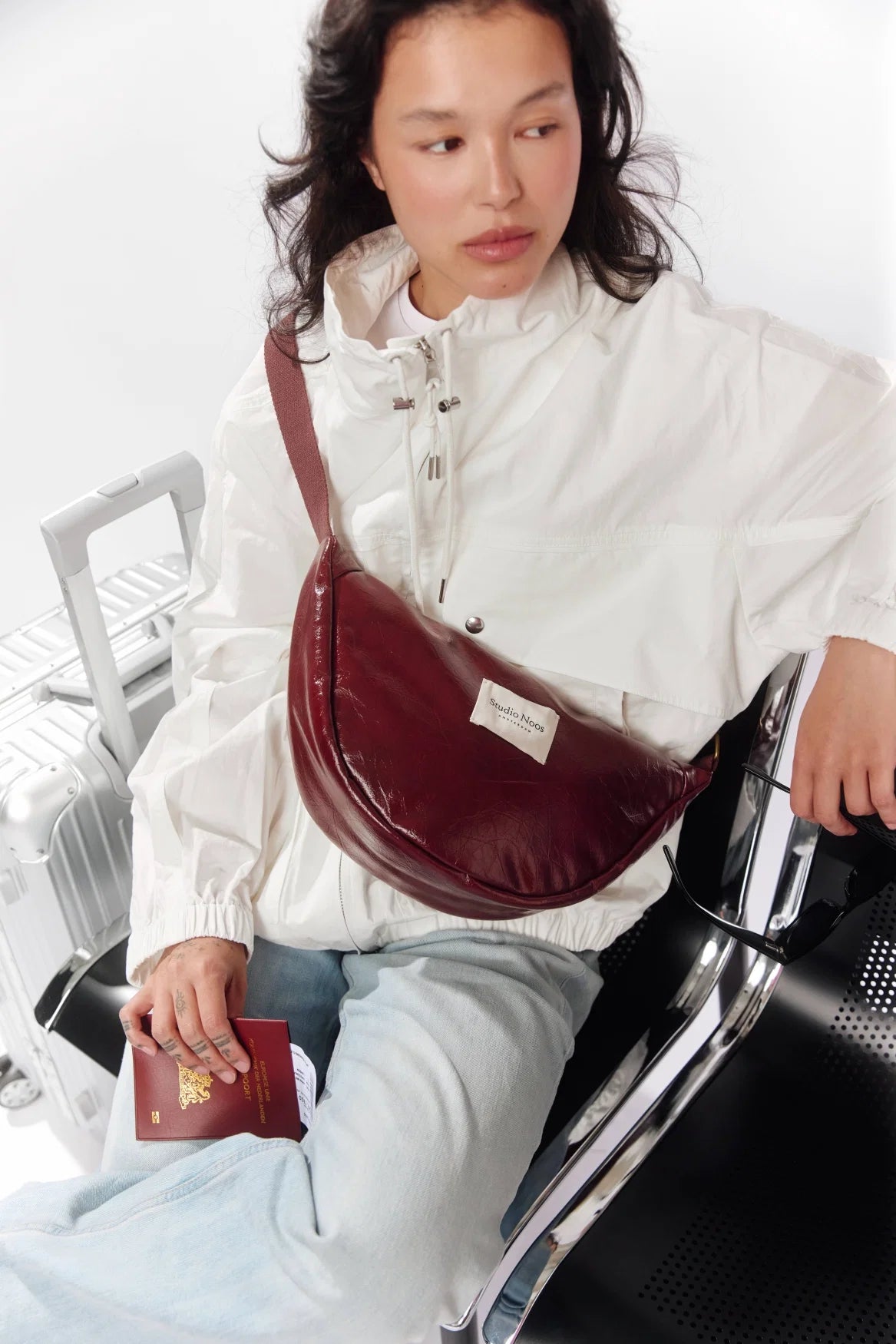 Studio noos vegan leather fanny pack burgundy