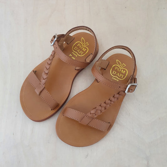 POM D'API - sandaal plagette antik - vlecht camel