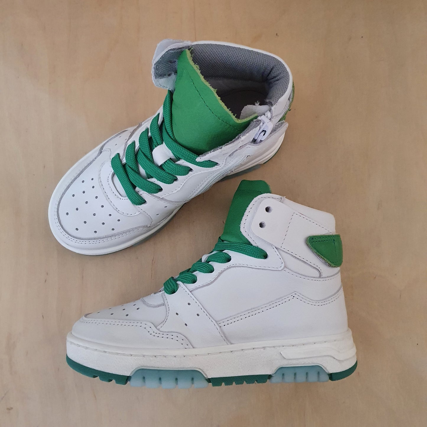 HIP - hightop sneaker - wit met groen detail