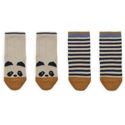 LIEWOOD - Silas cotton socks - panda stripe ecru