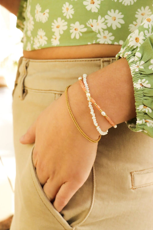LABEL KIKI - armband - pink pearl gold