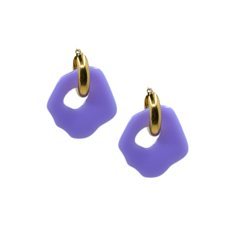 IMRUBY - SUZE pair gold earrings, purple