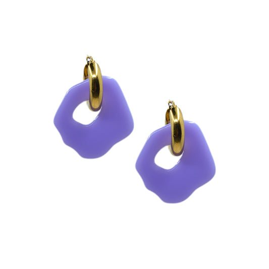 SUZE pair gold earrings, purple