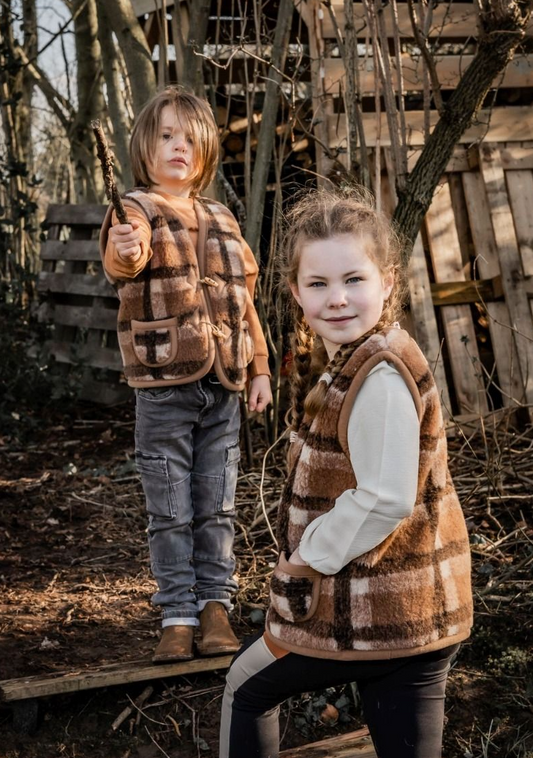 ALWERO - kids bodywarmer krata - bruin